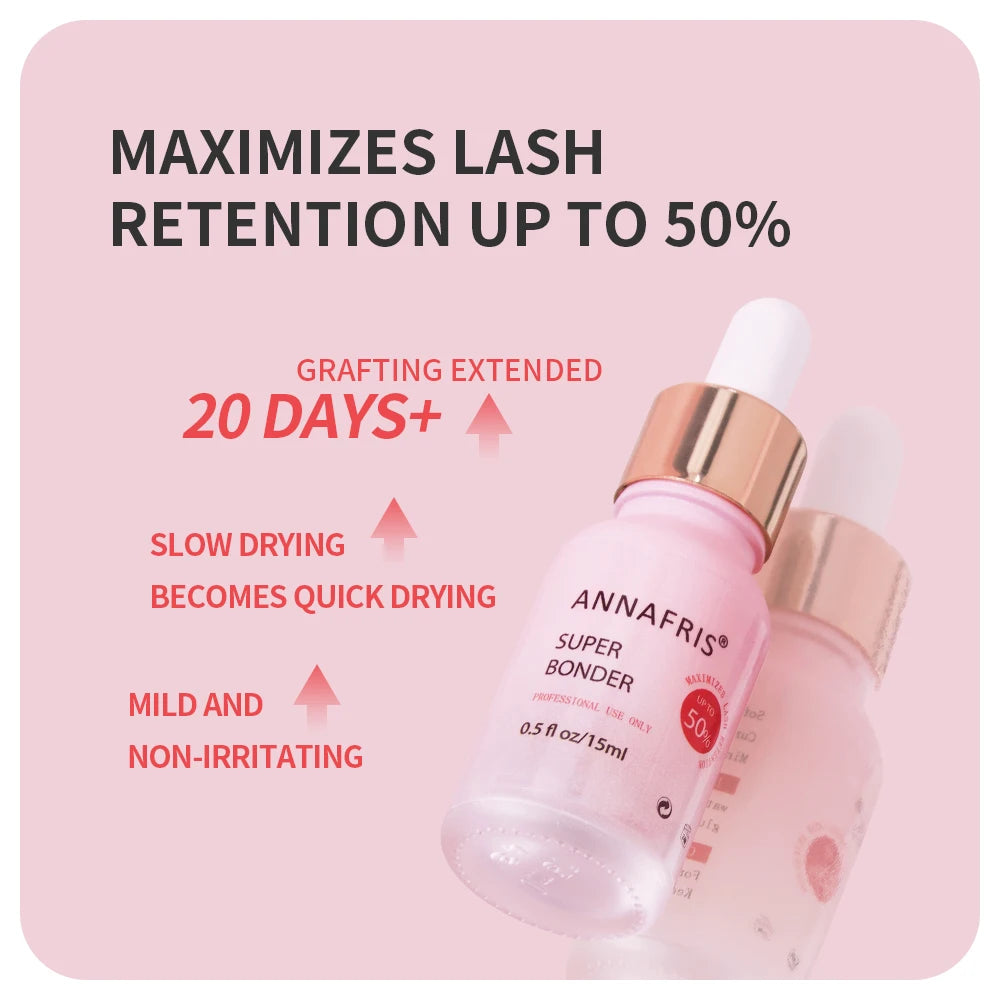 ANNAFRIS 10ml/15ml Super Bonder For Lash Extension Grafting Eyelash Glue Adhesive Hardener Waterproof Quick Drying Long Last