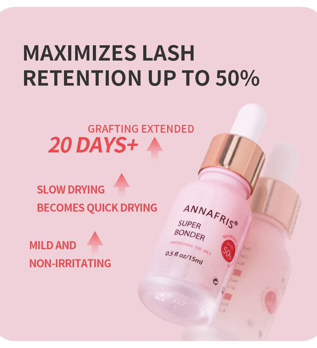 ANNAFRIS 10ml/15ml Super Bonder For Lash Extension Grafting Eyelash Glue Adhesive Hardener Waterproof Quick Drying Long Last