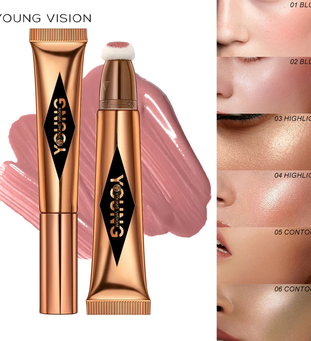 YOUNG VISION air cushion, powder blusher, high gloss stick, makeup liquid, rouge, 6 colors optional
