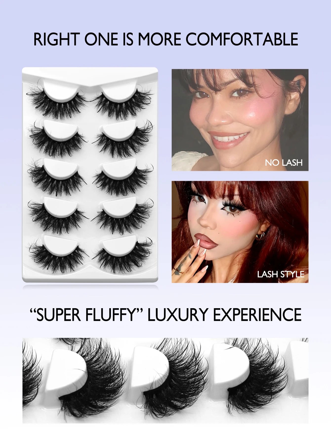 GROINNEYA Fluffy Eyelashes 3D Mink False Lashes Fluffy Soft Cross Manga Lashes Wispy Volume Mink Lashes Dramatic Makeup