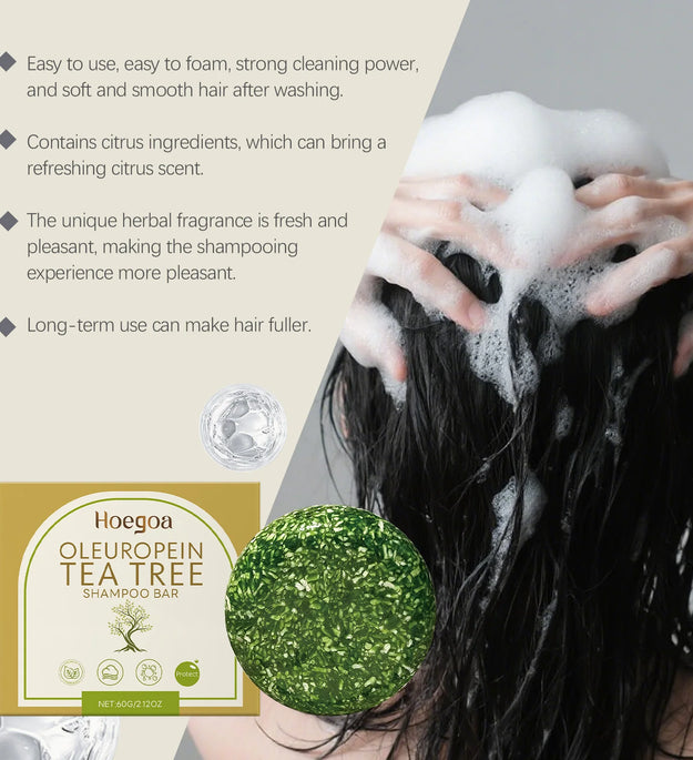 Herbal Dandruff Removal Shampoo Bar Mild Tea Tree Oil Essence Oil Control Scalp Cleansing Hair Care Soap Hair Damaged Repairing - BlissFully