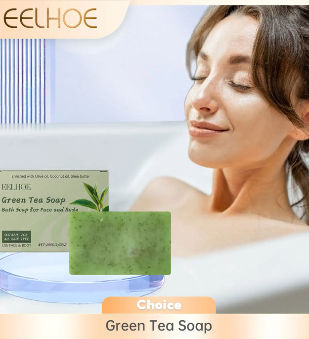 Green Tea Soap Oil Control Reduce Dryness Remove Dead Skin Deep Cleansing Moisturizing Refreshing Anti Acne Smooth Bath Bar Soap