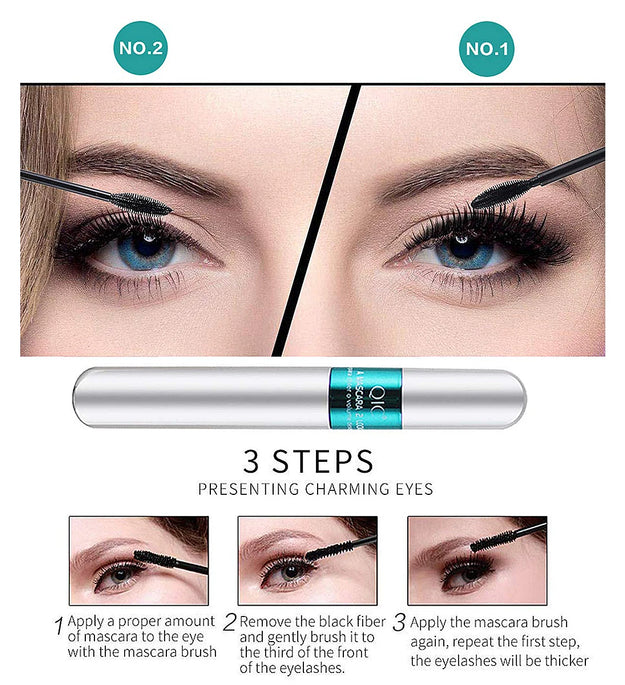 Double In-one Mascara Silk Fiber Mascara Waterproof Mascara for Eyelash Extension Black Thick Lengthening Eye Lashes Cosmetics