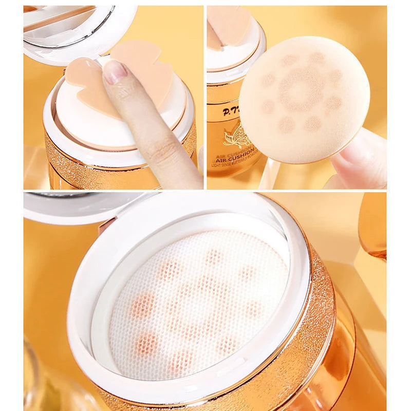 Air Cushion BB Cream Moisturizing Foundation Concealer Whitening Oil-control Waterproof Butterfly Powder Puff  Makeup Cosmetics - BlissFully