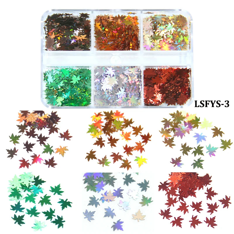 6Grids Holographic Square Nail Art Glitter Sequins Laser Ball Decoration Flakes Manicure Nails Supplies Professional Accessories