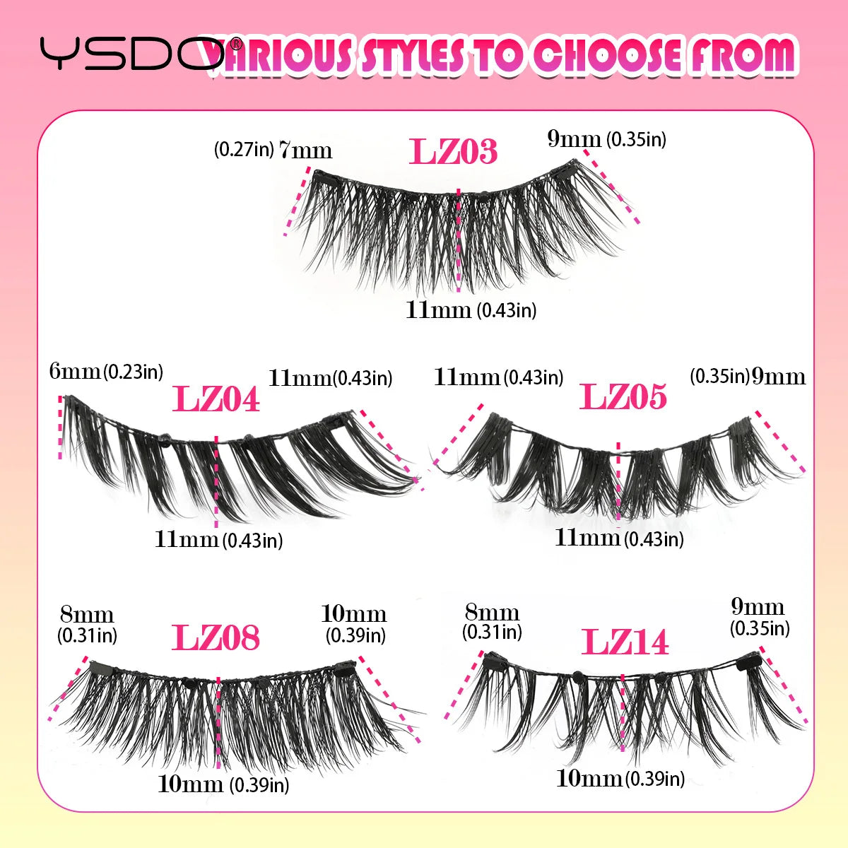 YSDO 1Pair Glue-free Magnetic Eyelashes Natural 3D Mink Eyelashes 2025 New Reusable Sensitive Eye Friendly Magnet Eyelash Kit