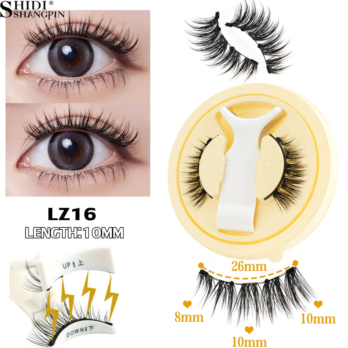 3D Fluffy Mink Magnetic Lashes Kit - 1 Pair Winged Anime Natural False Eyelash Extension No Glue Needed Magnet Band Makeup Tool