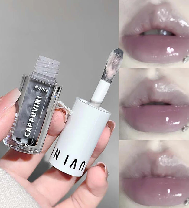 Clear Transparent Grey Purple Lip Gloss Hydrating Drying Lips Mirror Lip Glaze Tint Plumper Moisturizing Crystal Lip Oil Makeup