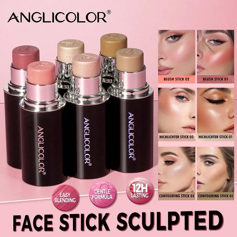 Highlighter Contouring Stick Blush Makeup Concealer Natural Brighten Face Bronzer Shading Stick glitter Highlighter Rubor Rouge