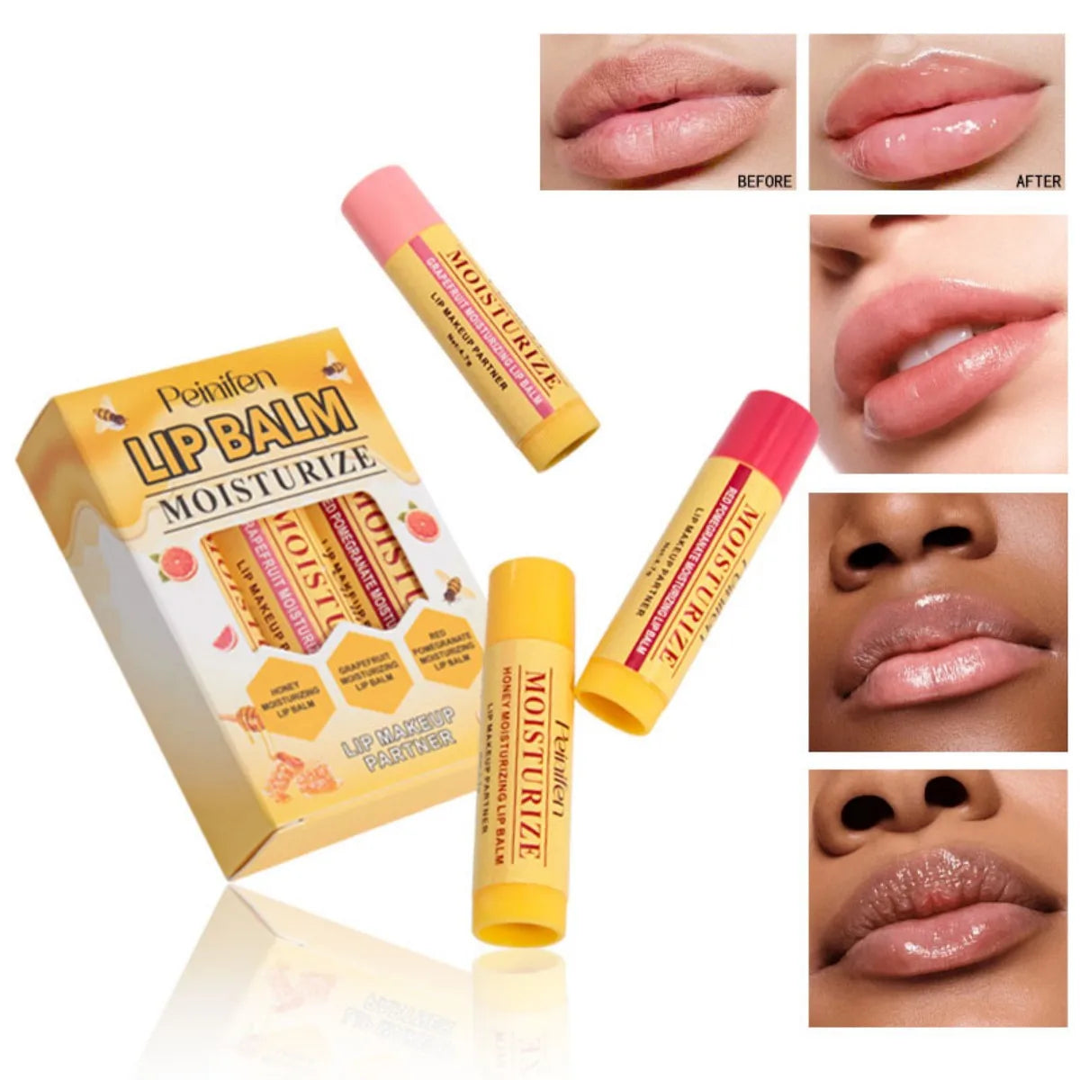 3-piece lip balm lipstick base lip balm makeup natural plant anti-scratch lip care petroleum jelly lip balm