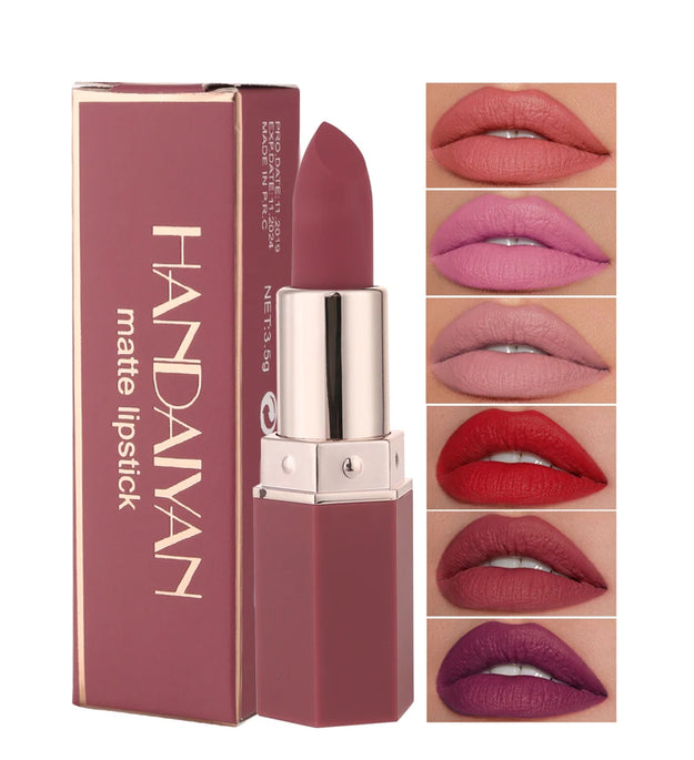 6-Color Matte Lipstick , Non-Fading, Non-Stick Cup Long-Lasting Velvet Finish, Smooth Matte Lip Color Waterproof Smudge-proof