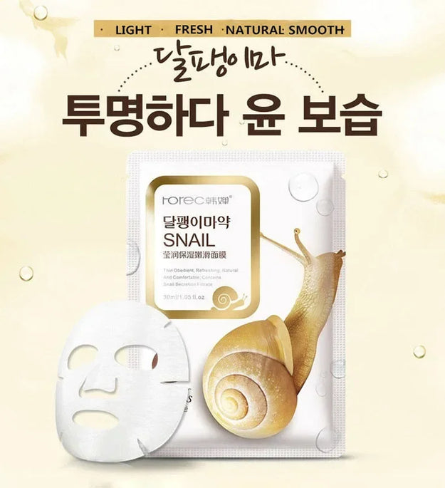 10pcs Snail Moisturizing Face Mask Replenishment Oil Control Tender Face Sheet Masks Facial Mask Skin Care Korean Cosmetics