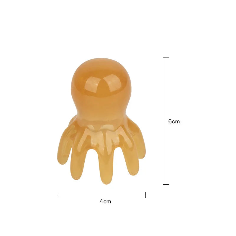 Octopus Massage Comb Resin Head Meridian Scraping Scalp Massage Brush Acupuncture SPA Gua Sha Massage Comb for Fatigue Relief - BlissFully