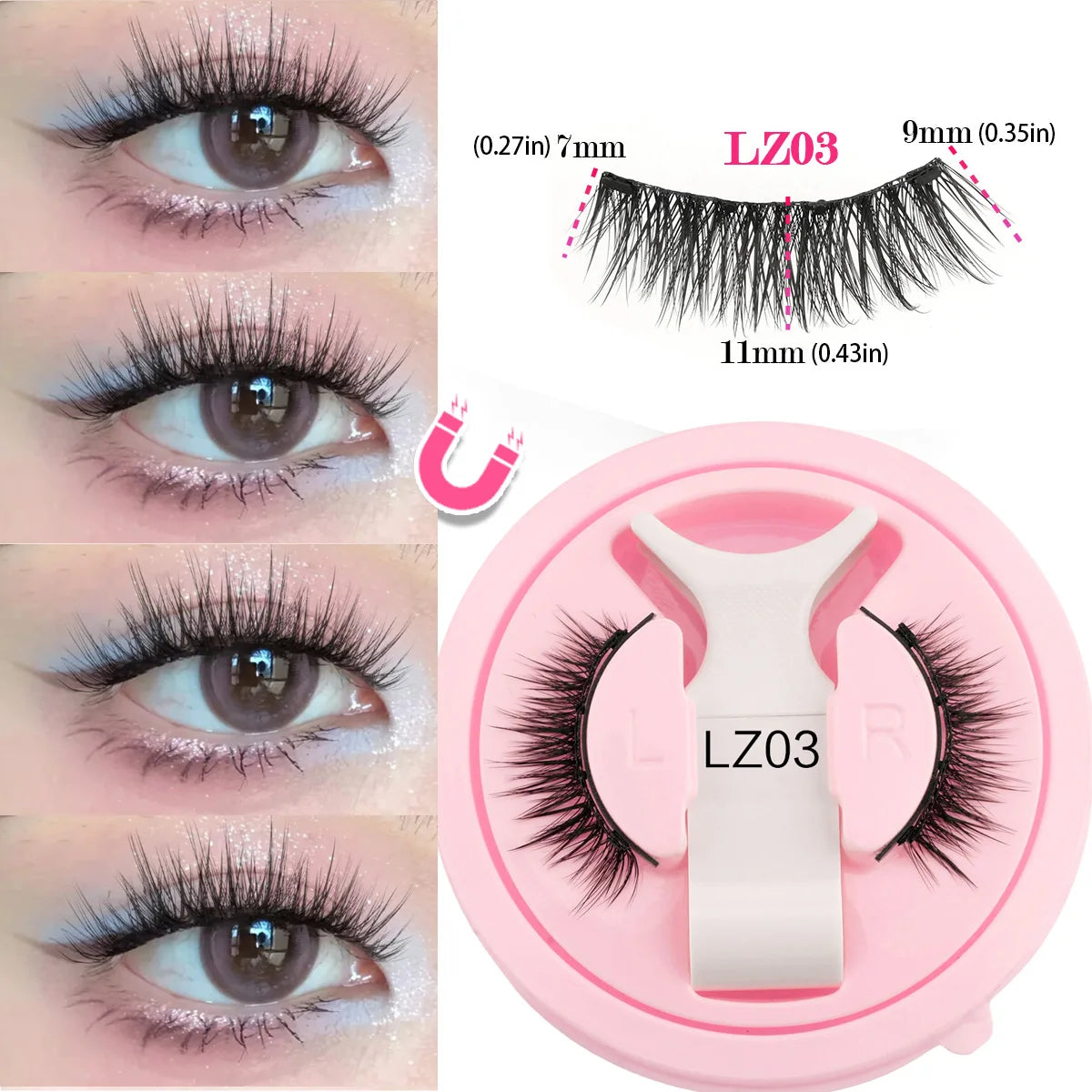 Wholesale 5/1 Pair Magnetic Eyelashes With Tweezer Set Reusable Magnetic Lash Extension Natural Curler False Eyelashes Makeup