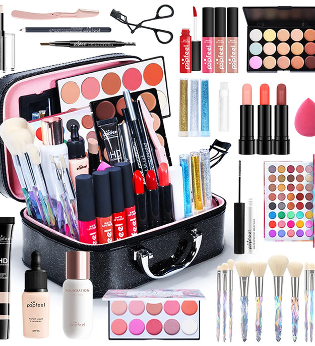POPFEEL All In One Makeup Kit  for Women Full Kit Set, All in One Makeup Sets Include Eyebrow Eyeliner Eyeshadow