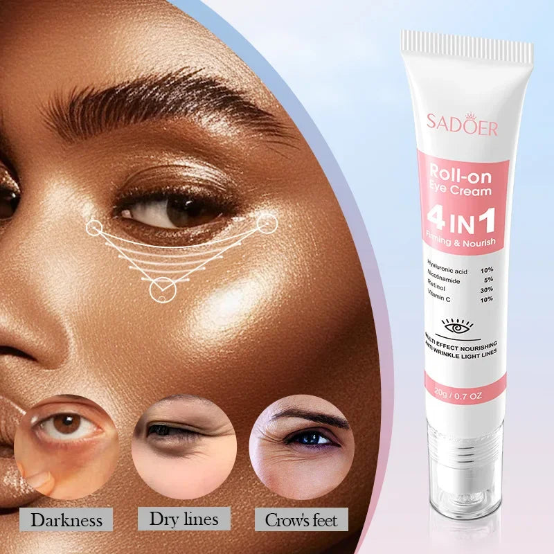 SADOER 4in1 Roll-on Moisturizing Eye Cream Anti Dark Circles Eyes Bags Firming Moisturizing Eye Serum Skin Care for Beauty Eyes - BlissFully