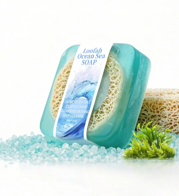 S+100g Sea Salt Loofah Soap Whitening Handmade Soap Face Body Wash Bar Loofah Soap