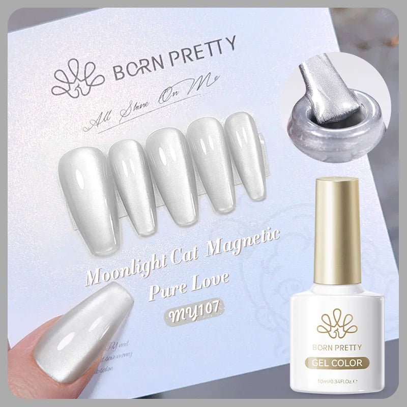 BORN PRETTY 10ml Cat Magnetic Gel Sparkling Ultra Gold Glitter Soak Off UV LED Gel Nail Art Varnish Manicure Valentine's Day