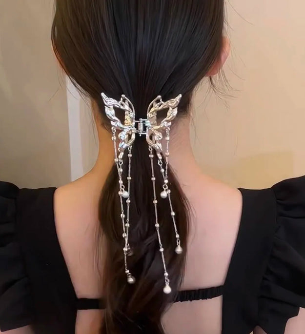 AWAYTR Shark Crab Clips Girls Hairpin Hair Accessories Korean Women Simple Hair Claw Clip Butterfly Pearl Tassel Hair Clip