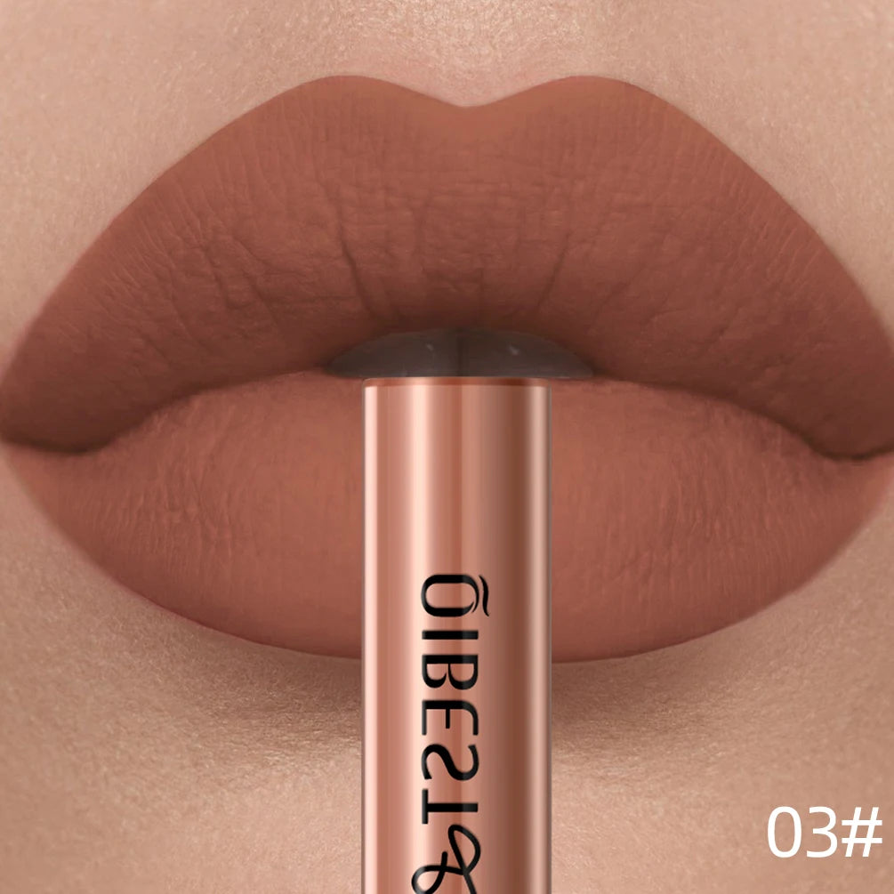 QIBEST Matte Liquid Lipstick Waterproof Long Lasting Velvet Lip Gloss Tint Tube Matte Nude Pigment Red Lipgloss Lips Makeup