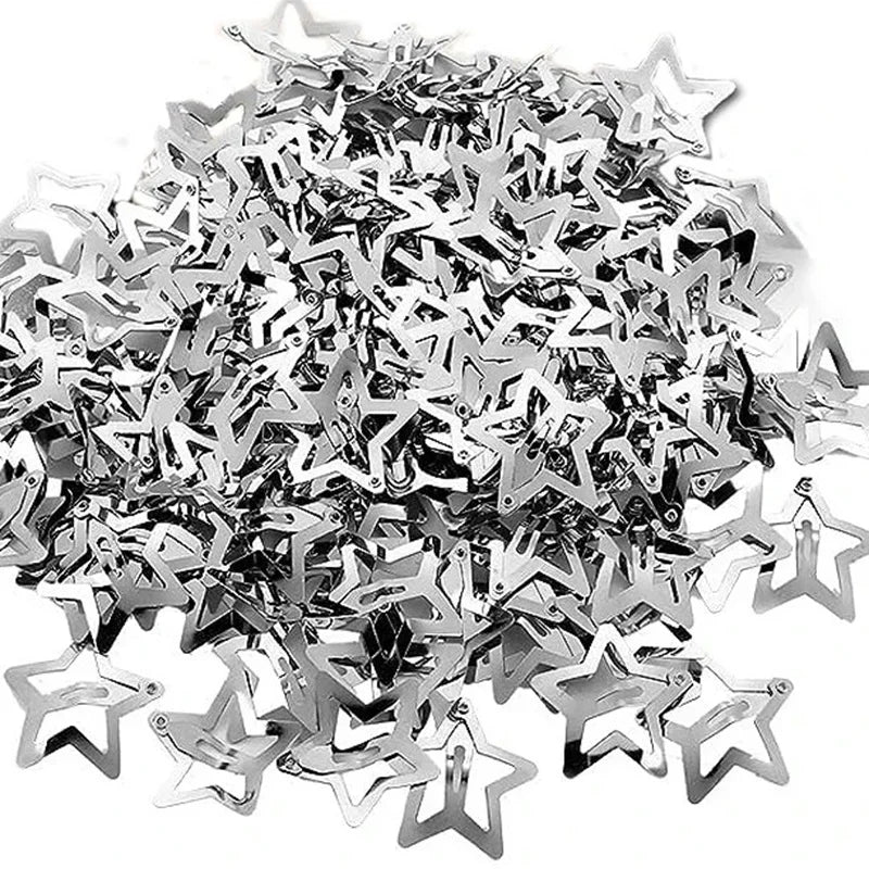 10/25/50/100/200PCS Y2K Silver Star Hair Clips, Girls Metal Snap Barrettes, Shiny Jewel Hair Grips Hair Accessories - BlissFully