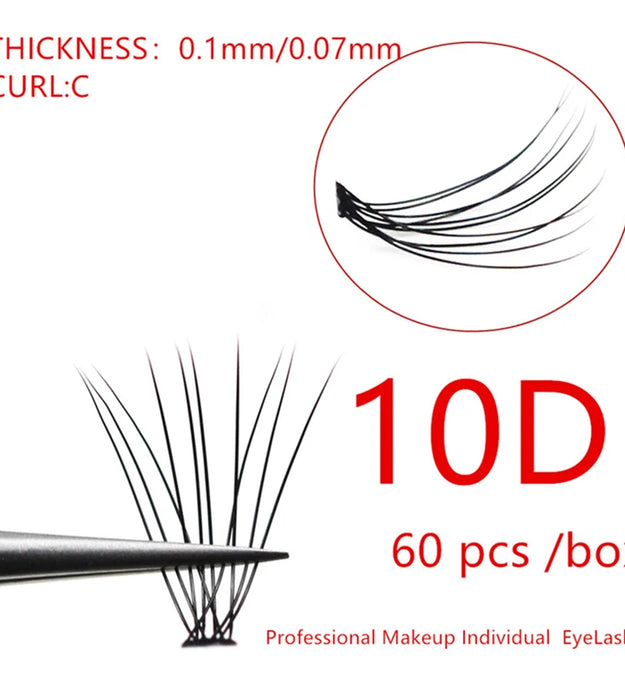 1 Box/60 Bunches Mink Eyelashes Natural 3D Russian Individual Eyelash extension 10D Eyelash cluster Makeup Tool Lashes Wholesale