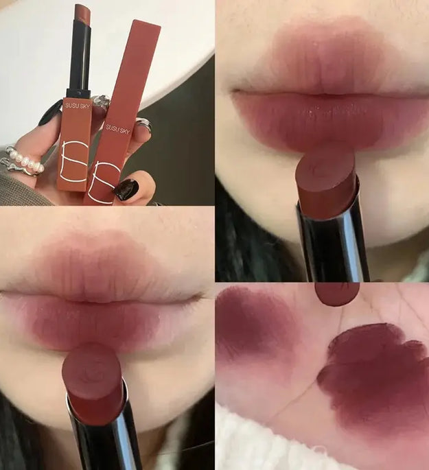 TX010 Thin Tube Matte Lipstick Waterproof Sweatproof Long-Lasting Makeup Resistant Dual Use on Lips And Cheeks