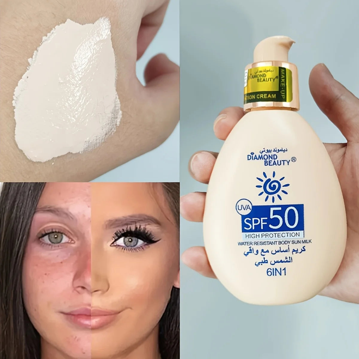 Face body sunscreen whitening sunscreen skin care cream sunscreen liquid foundation SPF50 UV protection skin