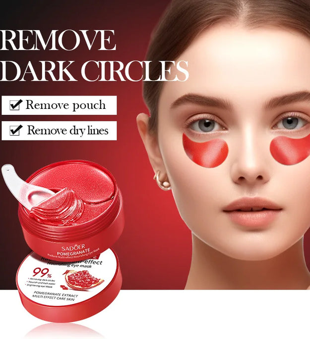 SADOER Red Pomegranate Eye Mask 60Pcs Anti Dark Circles Removal Eyes Bags Moisturizing Eye Patches Eyes Skin Care - BlissFully