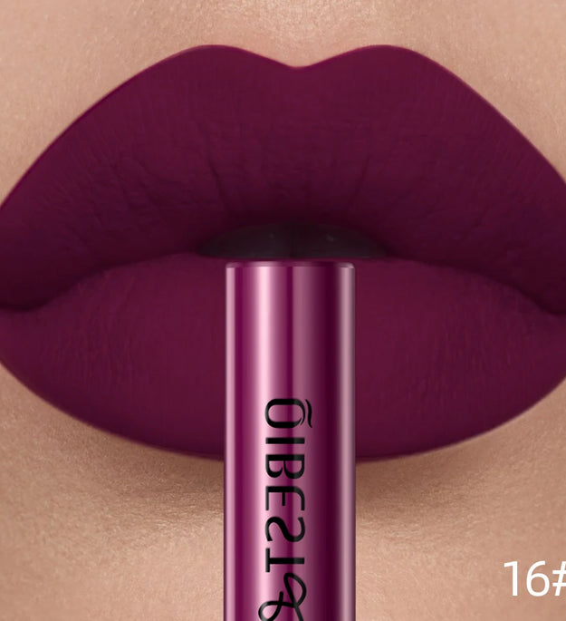 QIBEST Matte Liquid Lipstick Waterproof Long Lasting Velvet Lip Gloss Tint Tube Matte Nude Pigment Red Lipgloss Lips Makeup