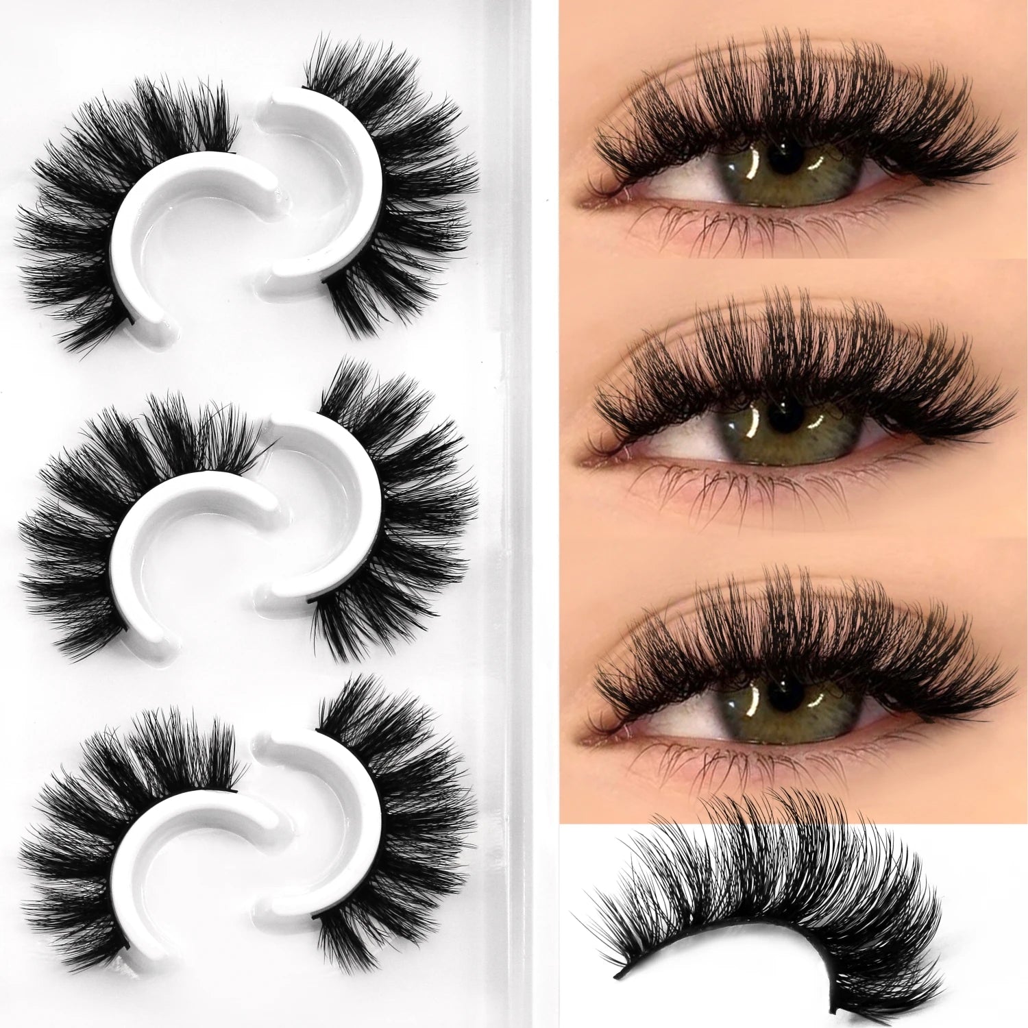 Veltrinay False Eyelashes Cat Eye Lashes Wispy Strips 3D Mink Lashes Fake Eyelashes Fluffy Volume Dramatic Fake Lashes Makeup