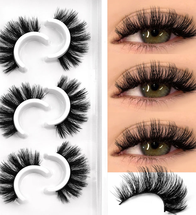 Veltrinay False Eyelashes Cat Eye Lashes Wispy Strips 3D Mink Lashes Fake Eyelashes Fluffy Volume Dramatic Fake Lashes Makeup