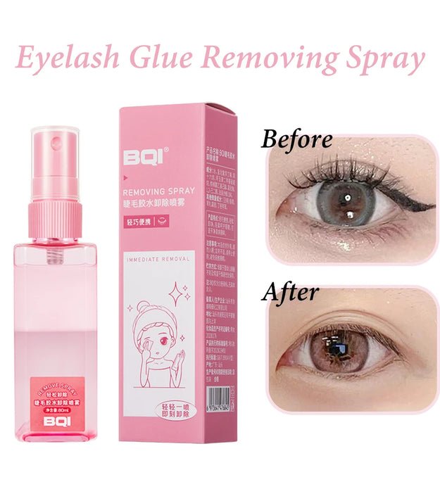 BQI 80ml Pink Proffesional Eyelash Glue Remover Spray Quick Unloading For Lashes de pestaña Remover Makeup Tools
