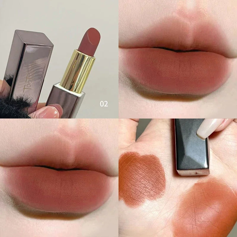 Sexy Matte Punk Dark Brown Lipstick Waterproof Lip Gloss Long Lasting Non-Stick Cup Smoked Matte Lipstick Korean Makeup Cosmetic