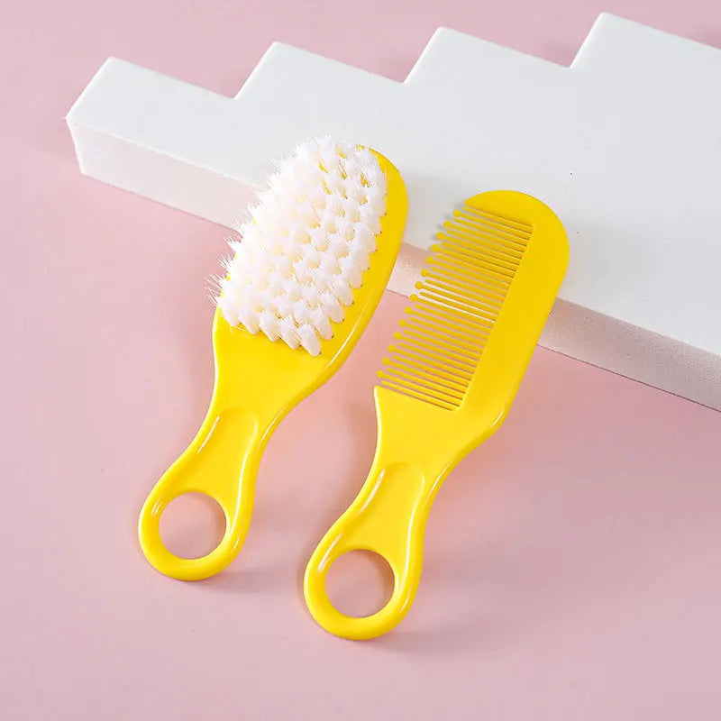 2Pcs/Set Baby Hairbrush Comb Portable Newborn Infant Toddlers Soft Hair Brush Head Massager Comb Set Baby Kid Hair Care Supplies