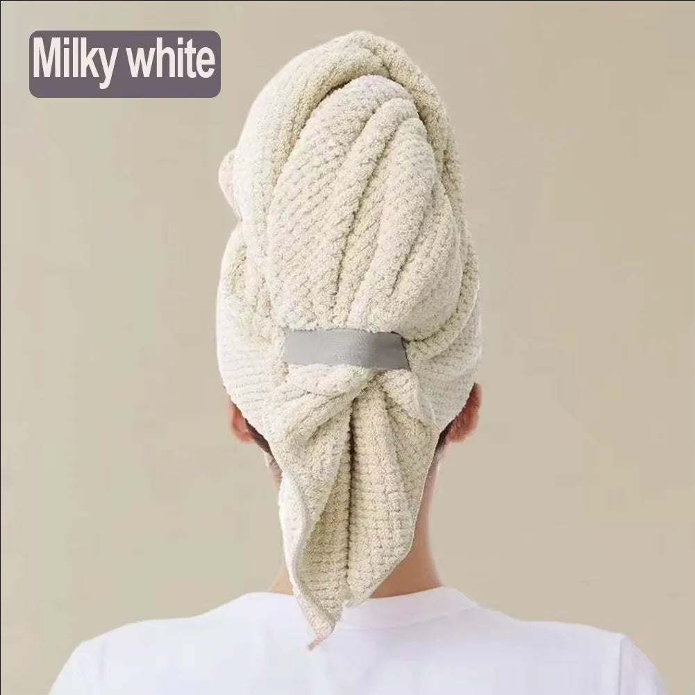 Microfiber Hair Towel Extra Large Wrap Quick Dry Hair Towel Wrap With Elastic Band , Ultra Absorbent Soft Hair Towel Wrap Turban