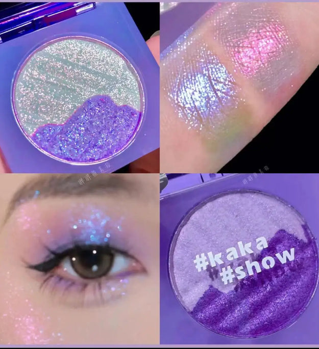 Kakashow Highlighter Powder Chameleon Fine Shimmer Purple Glow Exquisite Shadow Face Brightening Up