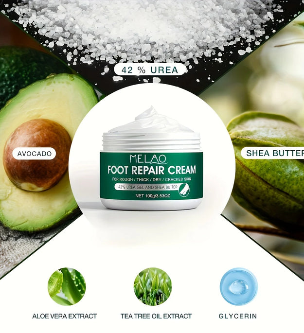 MELAO Urea Cream Salicylic Acid Foot for Dry Cracked Feet Heels Knees Hands Repair Treatment,Moisturizer Dead Skin Remover
