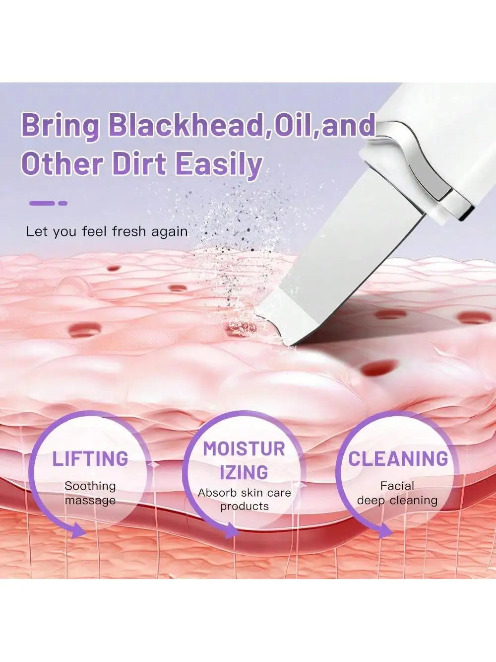 Ultrasonic Skin Scrubber Scrubber Deep Vibrate Facial Cleaner Shovel Face Scrubber Peeling Black Head Remover Facial Massager - BlissFully