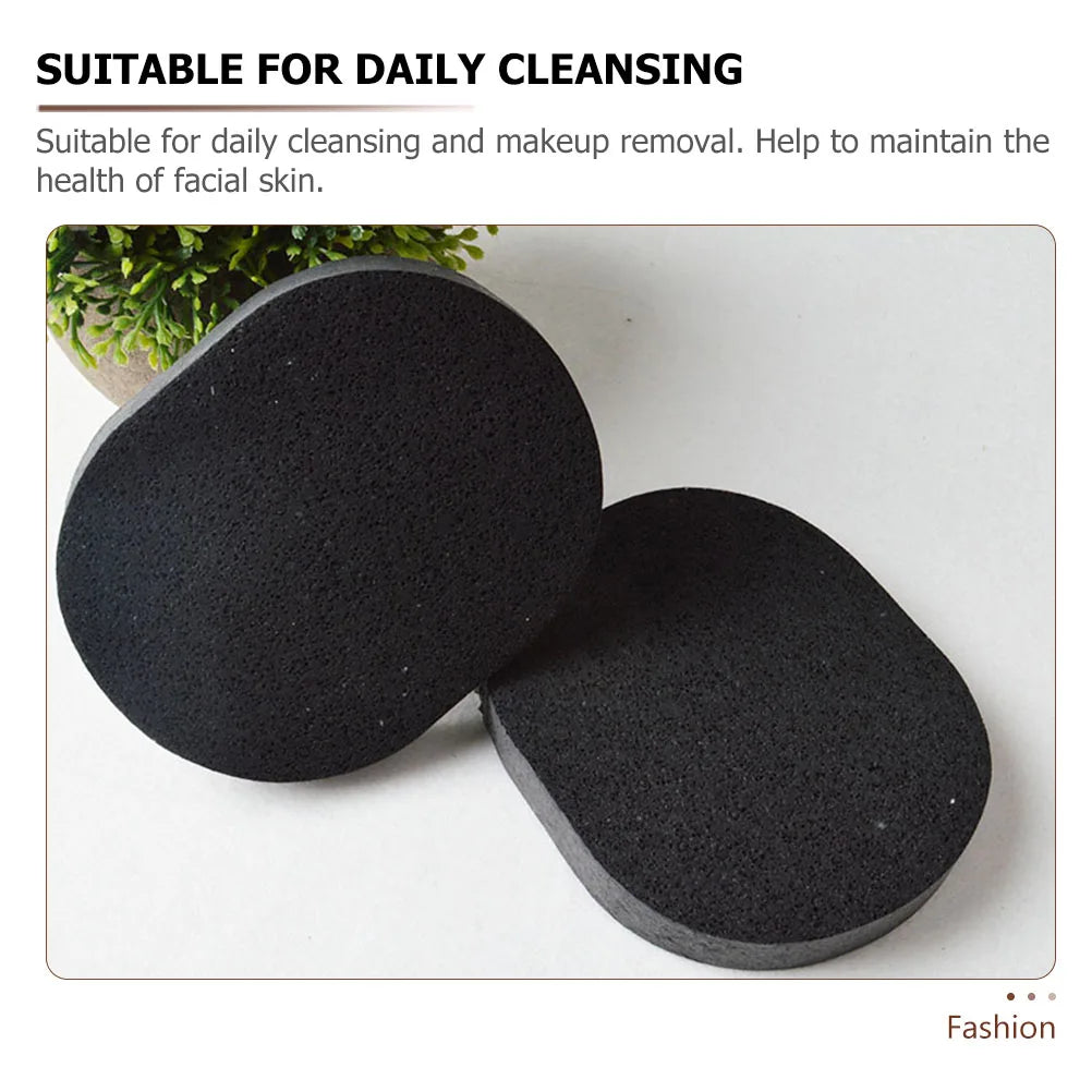 10Pcs Bamboo Charcoal Face Cleansing Sponge Facial Cleaning Pad Skin Cleaning Puff Face Washing Tool Makeup Removal Puff