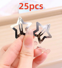 10/25/50/100/200PCS Y2K Silver Star Hair Clips, Girls Metal Snap Barrettes, Shiny Jewel Hair Grips Hair Accessories - BlissFully
