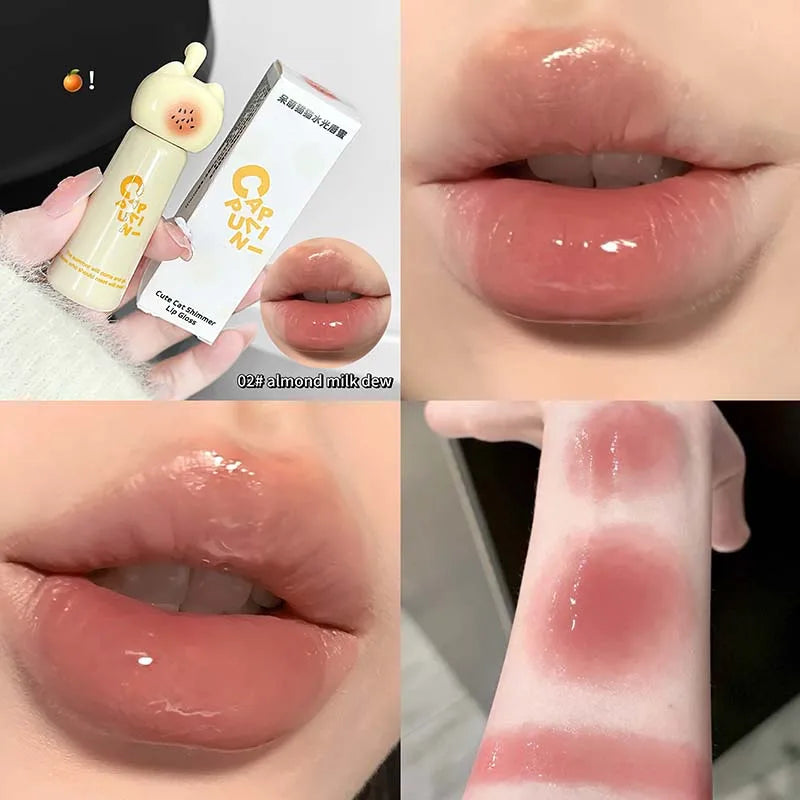 Cute Cat Lip Gloss - Moisturizing Smooth and Long-lasting Lip Glaze - 4 Shades Easy to Apply Lip Stain for Beginners