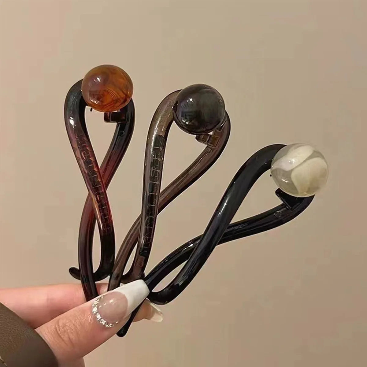 New Twist Hair Clip Plastic Acrylic Bead Imitation Pearl Hairpin Twisted Design Women Hair Accessories - BlissFully