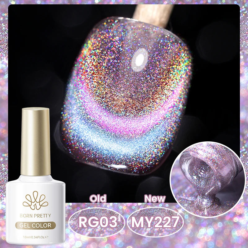 BORN PRETTY 10ml Cat Magnetic Gel Sparkling Ultra Gold Glitter Soak Off UV LED Gel Nail Art Varnish Manicure Valentine's Day