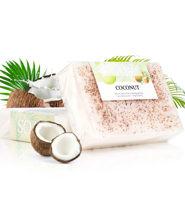 M+Natural Coconut Milk Soap with Frosted Particles, Bright White Essential Oil, Hand Made Soap, Hand Moisturizing, 100% Organic