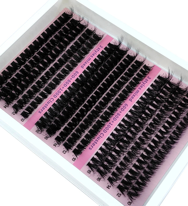 New 15Rows DIY 5D Fluffy Lash Clusters 60D-200D Thick Eyelash Clusters Wispy Individual Lashes 10-20mm Cluster Eyelash Extension