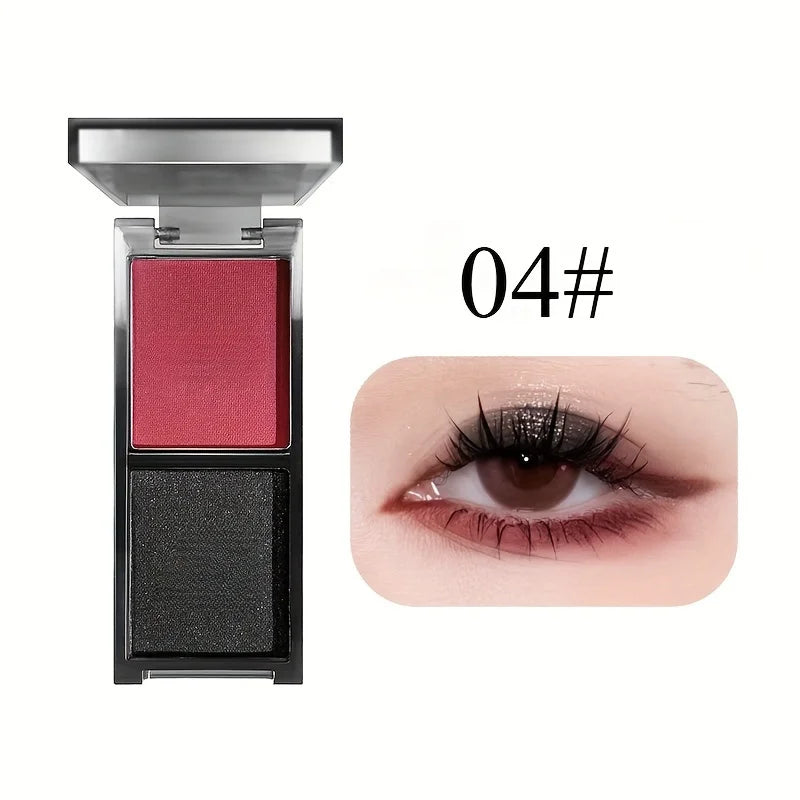 2-Color Red Black Smoky Eyeshadow Palette Matte & Shimmer Waterproof Dark Punk Halloween Makeup Glitter Pigment for Eyes