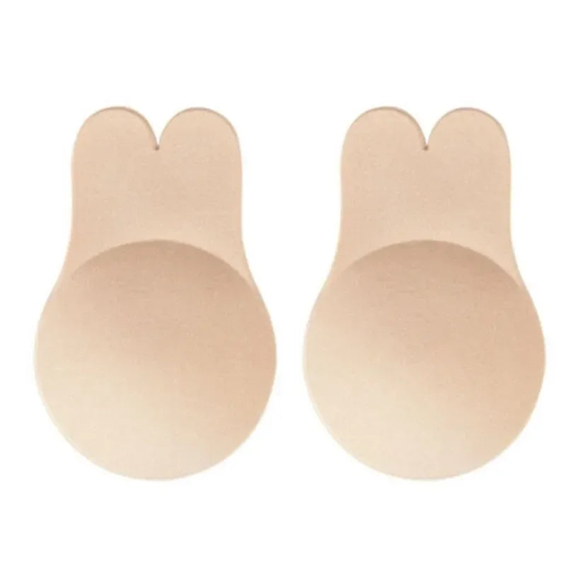 Women Push Up Bras Self Adhesive Silicone Strapless Invisible Bra Reusable Sticky Breast Lift Tape Rabbit Nipple Cover Bra Pads
