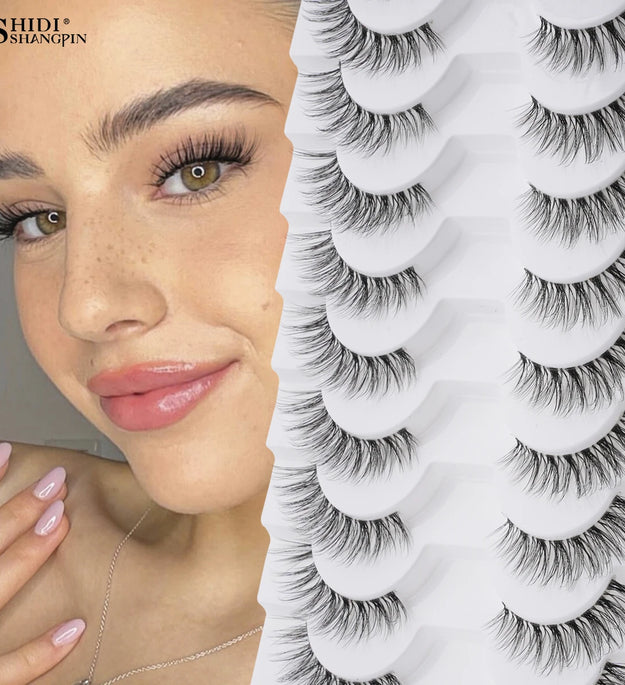 3/10 pairs Natural Lashes Mink Fluffy False Eyelashes Make up Tools Wispy Half Eyelashes 3D Cat Eye Eyelash Extensions Faux Cils