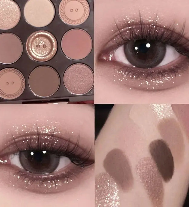 2024 New Nine-Color Sweater Knit Button Eyeshadow Tray Pearl Matte Low Saturation Deep Oat Earth Color